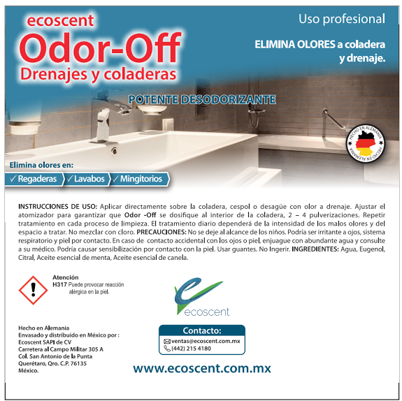 Odor-Off Drenajes 5 l. Elimina olores por el estancamiento de agua