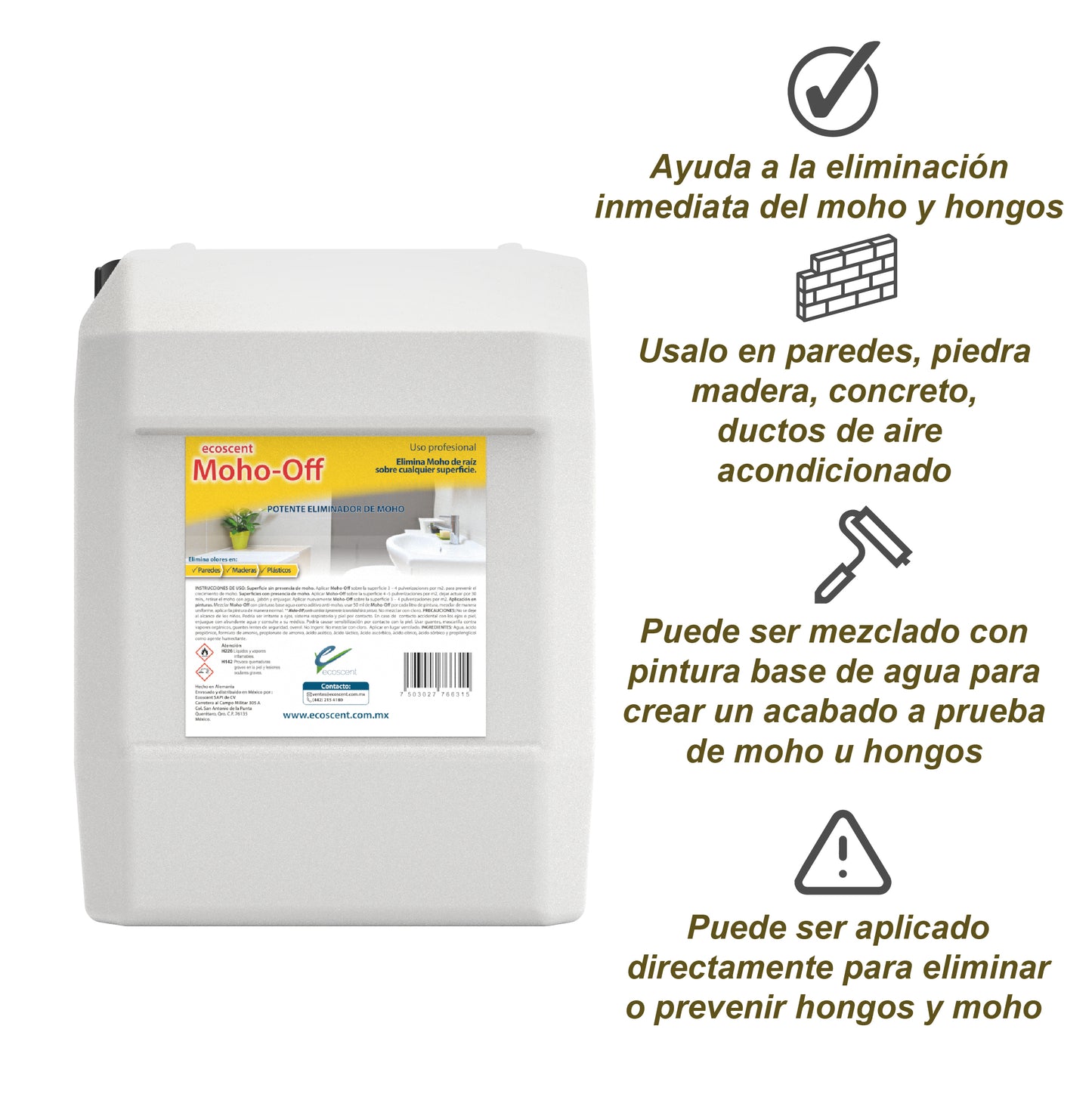 Moho-Off 5 l. Previene el crecimiento de moho en paredes.