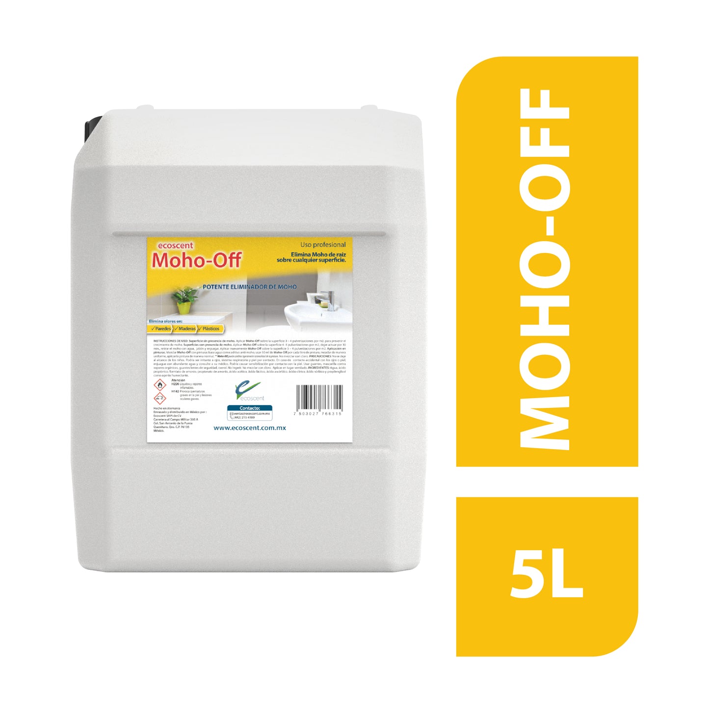 Moho-Off 5 l. Previene el crecimiento de moho en paredes.