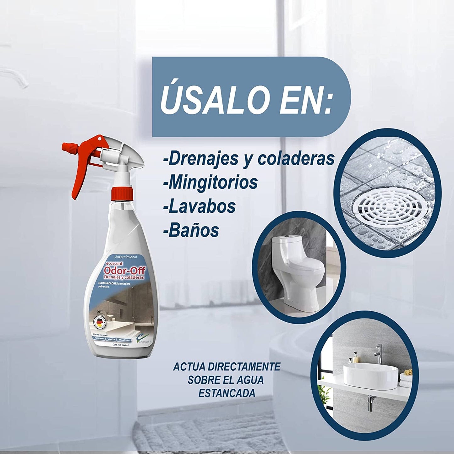 Odor-Off Drenajes 600ml Atomizador. Elimina olores por estancamiento de agua