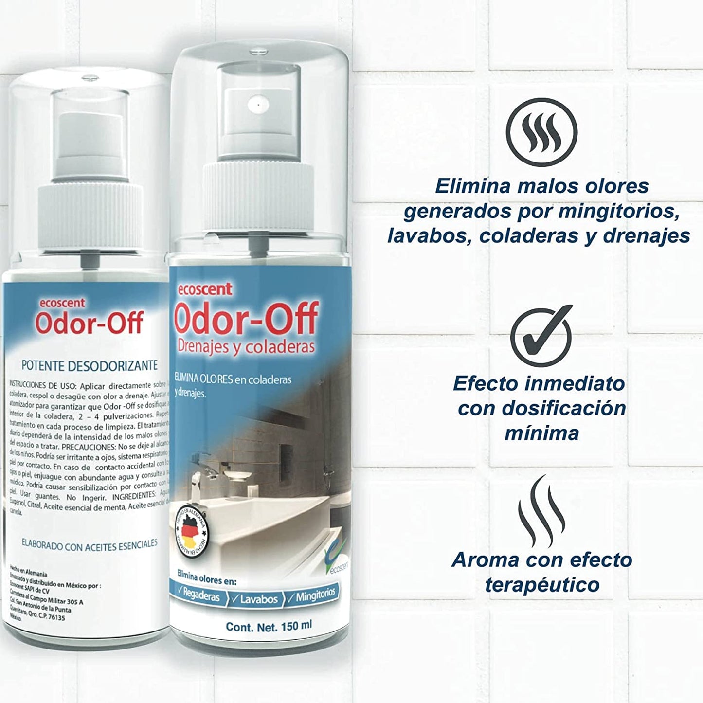 Odor-Off Drenajes 600ml Atomizador. Elimina olores por estancamiento de agua