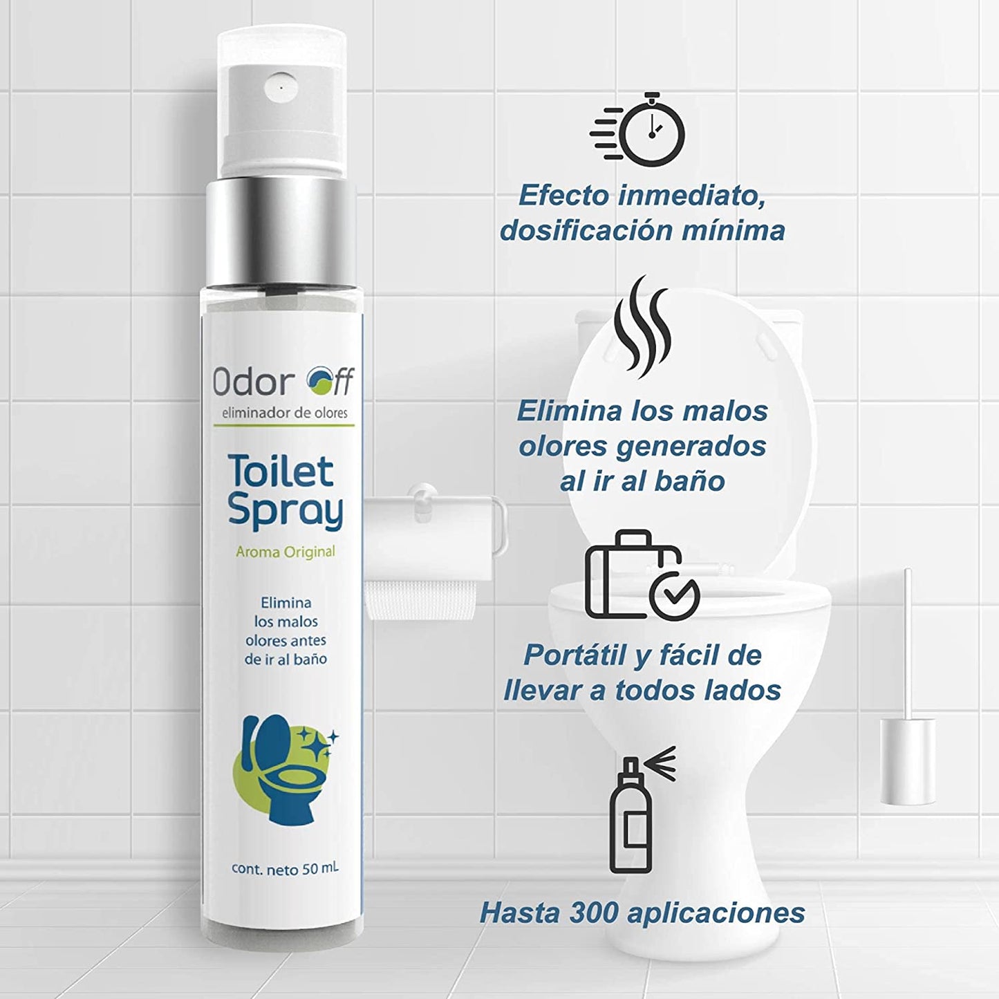 Odor Off Toilet 50 ml. Elimina malos olores al ir al baño.