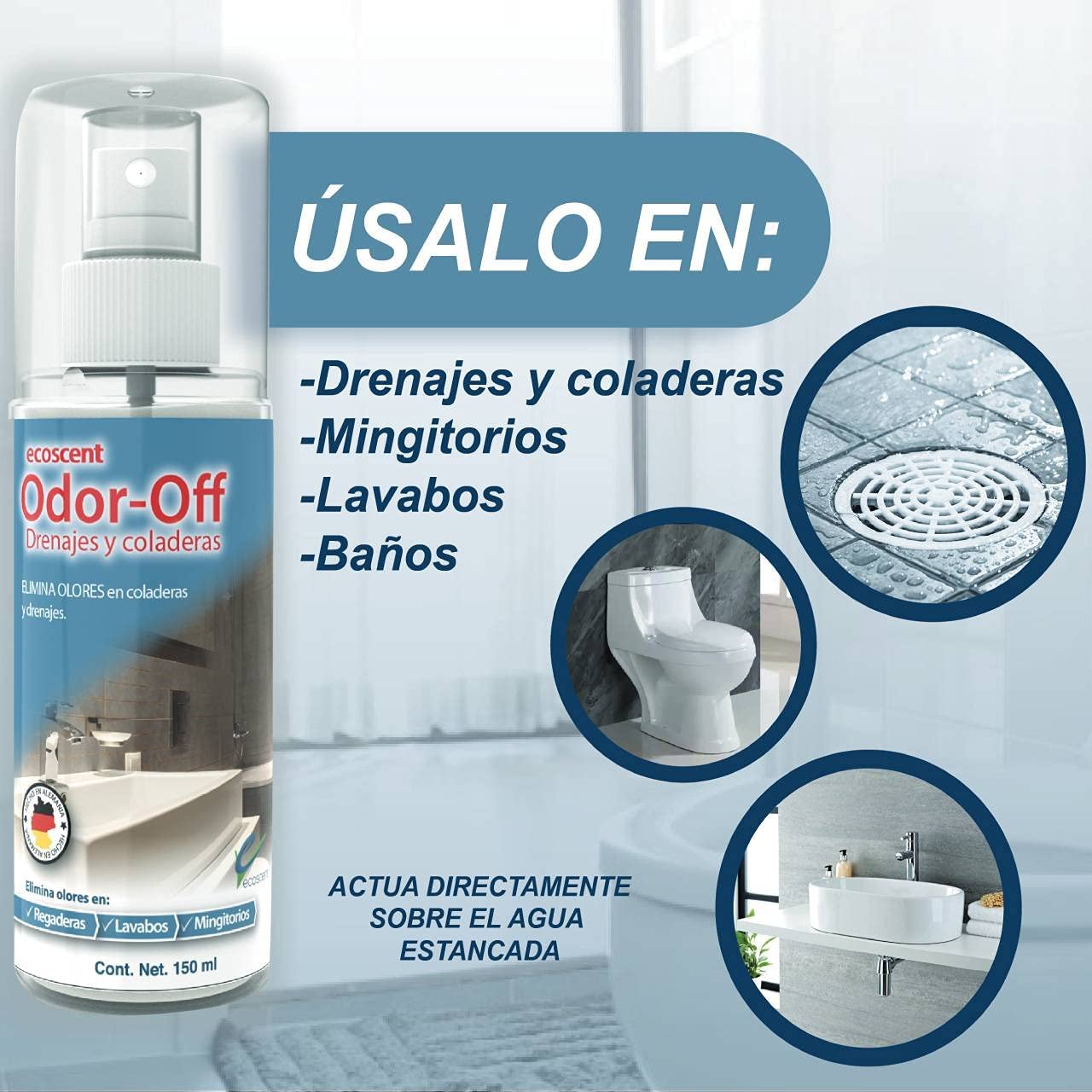 Odor-Off Drenajes 600ml Atomizador. Elimina olores por estancamiento de agua