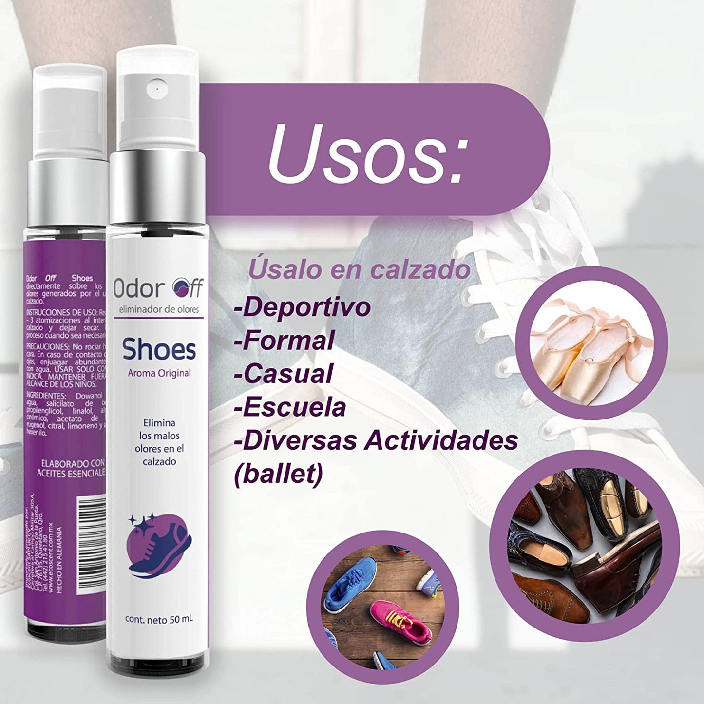 Odor Off Shoes 50 ml. Elimina malos olores por el uso de calzado.