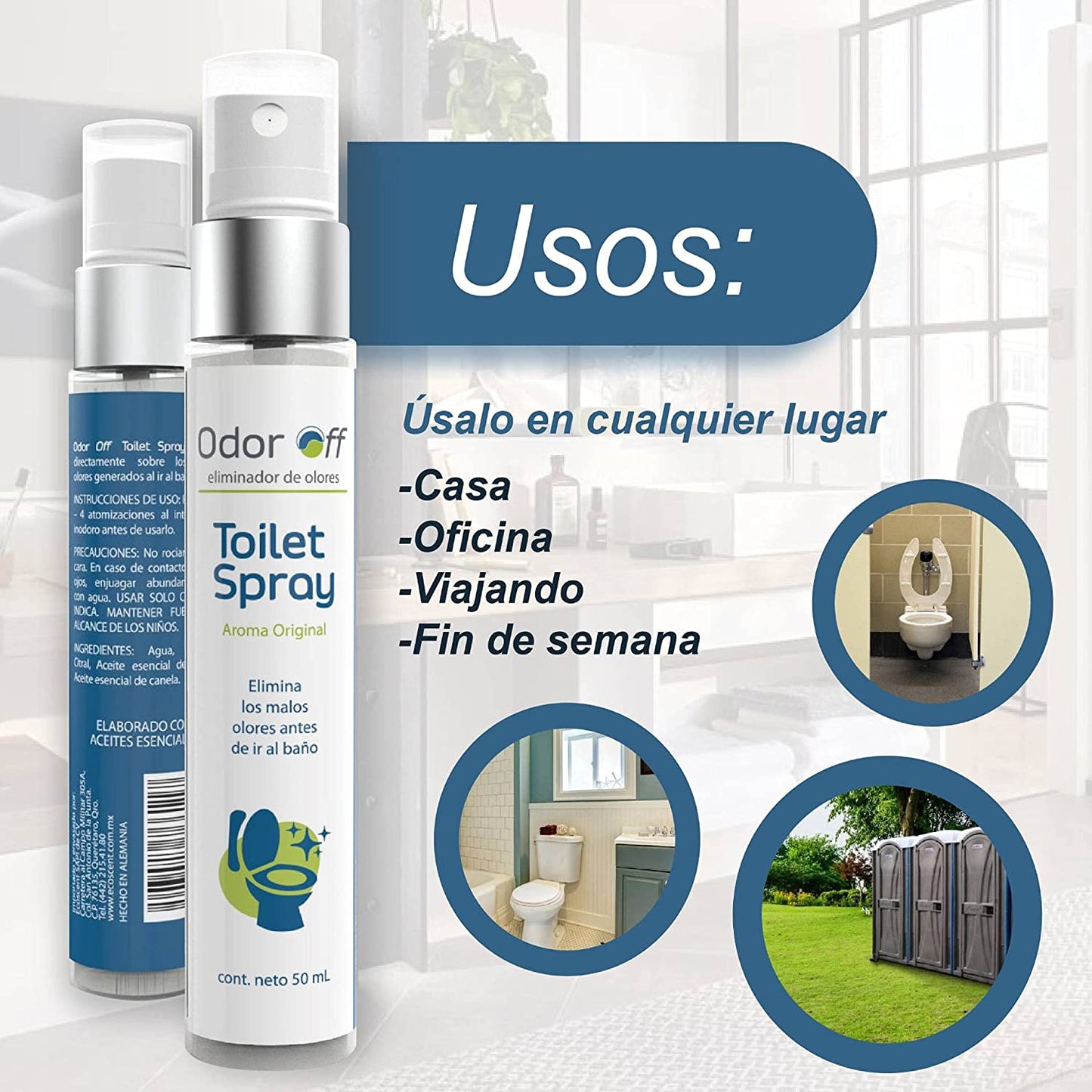 Odor Off Toilet 50 ml. Elimina malos olores al ir al baño.