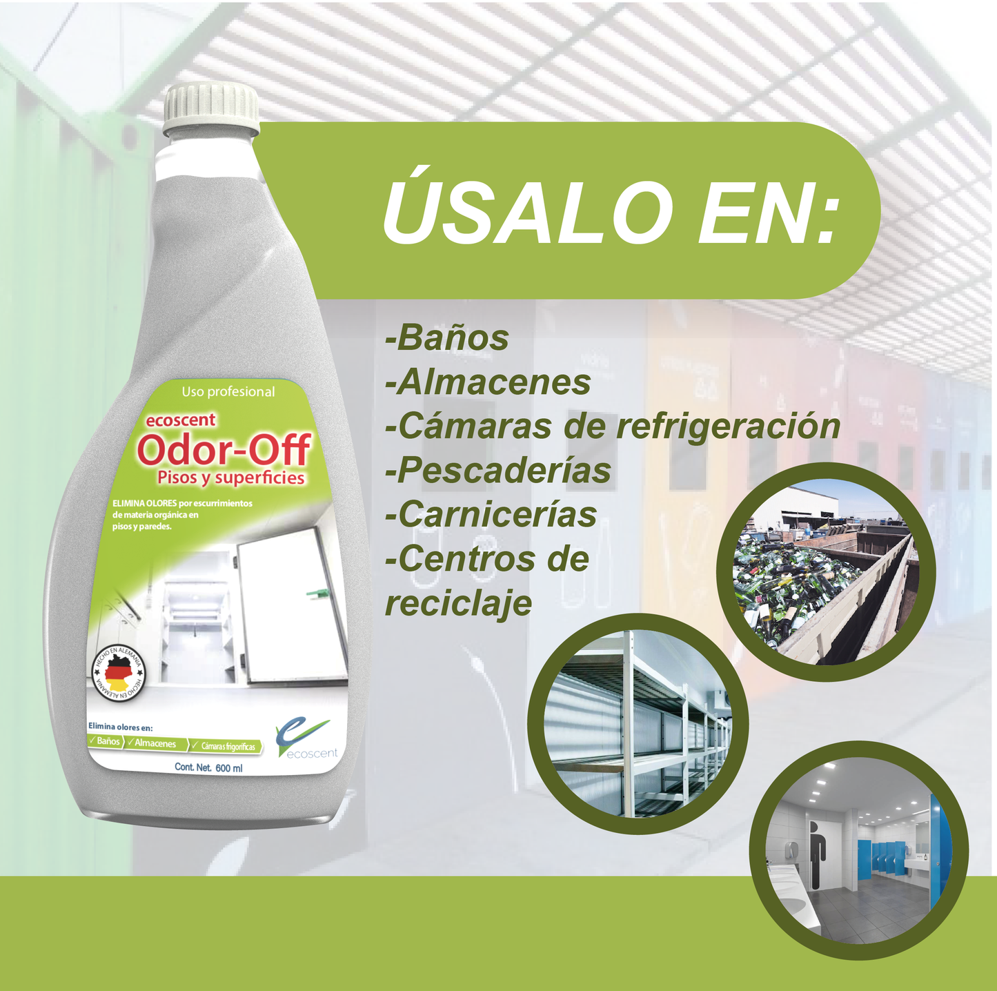 Odor-Off Pisos 600 ml. Elimina olores en Pisos y Paredes.