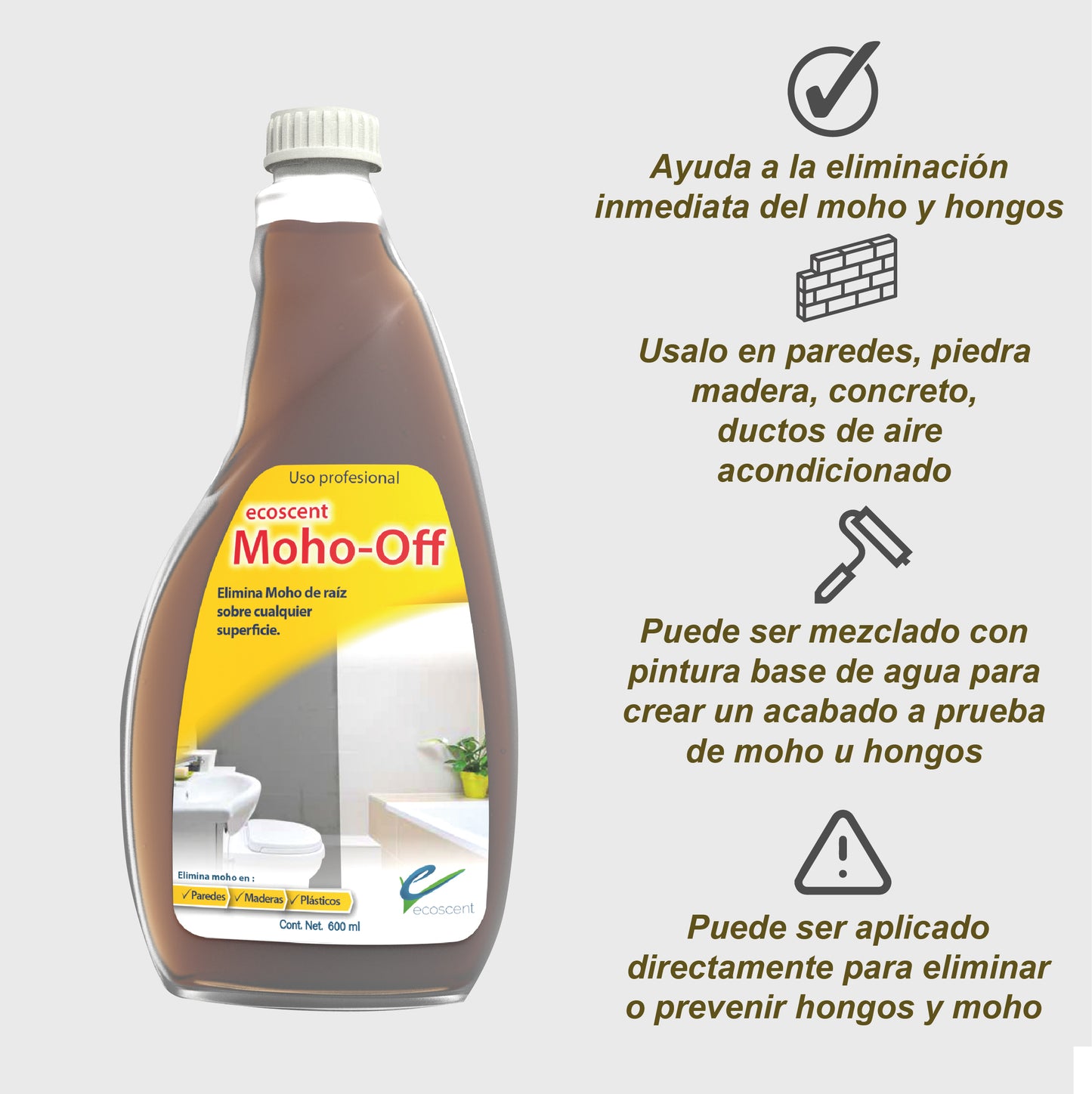 Moho-Off 600 ml. Previene el crecimiento de moho en paredes.