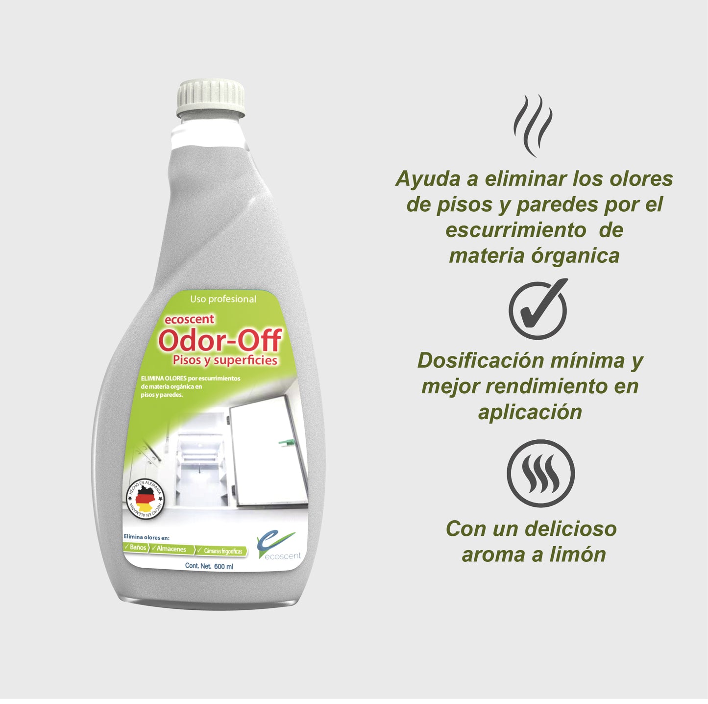 Odor-Off Pisos 600 ml. Elimina olores en Pisos y Paredes.