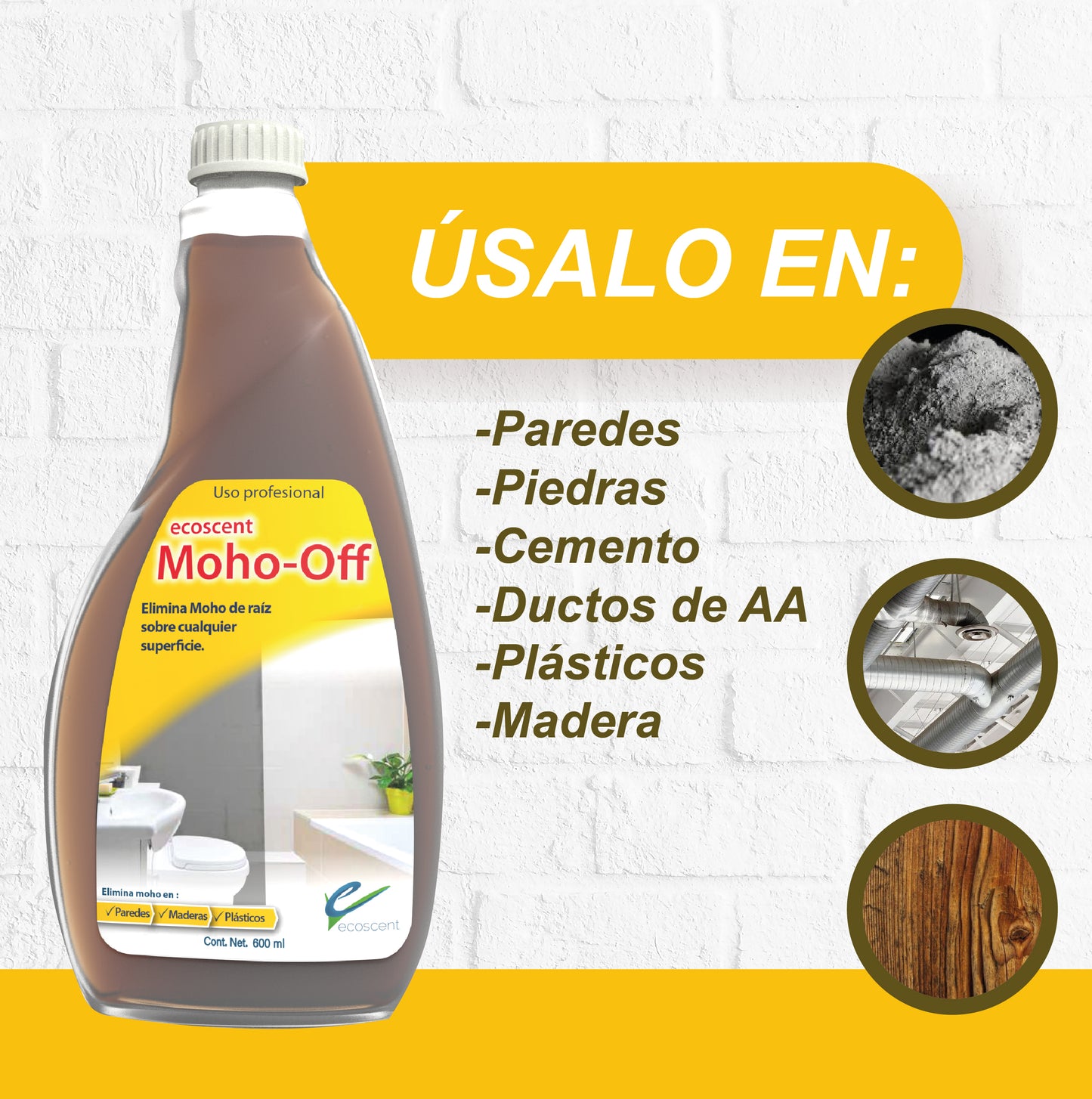 Moho-Off 600 ml. Previene el crecimiento de moho en paredes.