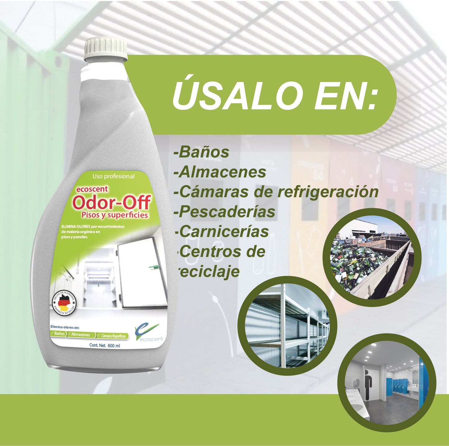 Odor-Off Pisos 600 ml. Elimina olores en Pisos y Paredes.